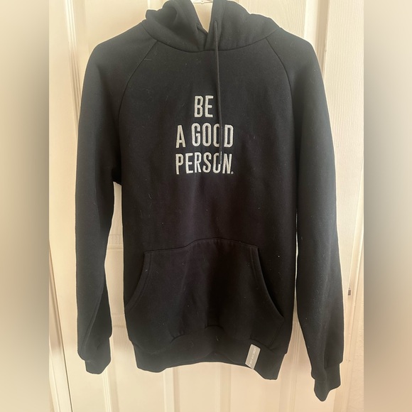 “BE A GOOD PERSON” black and grey hoodie size small - Picture 1 of 4